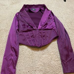 Purple cropped corset blouse
